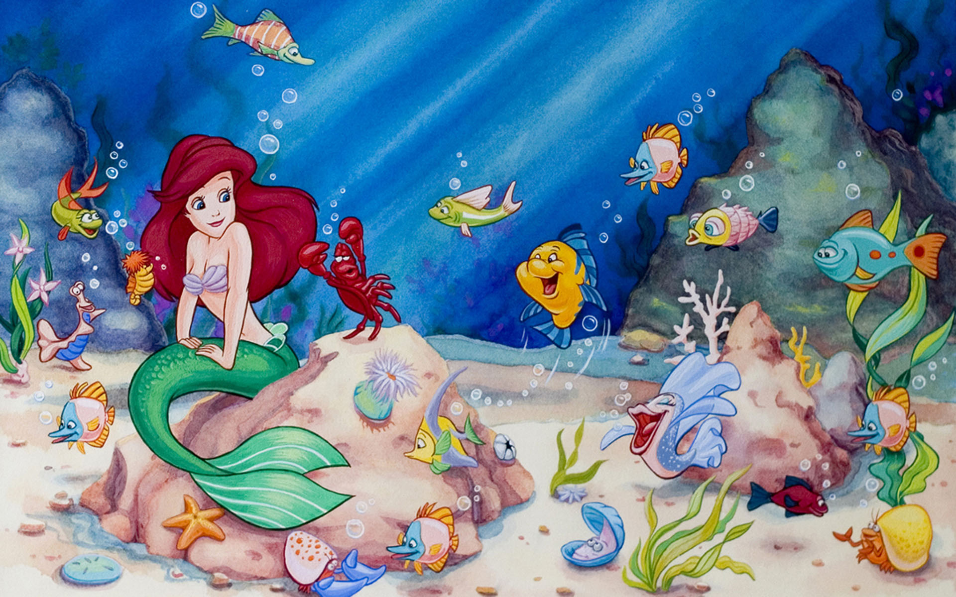 Little Mermaid And Friends Wallpaper