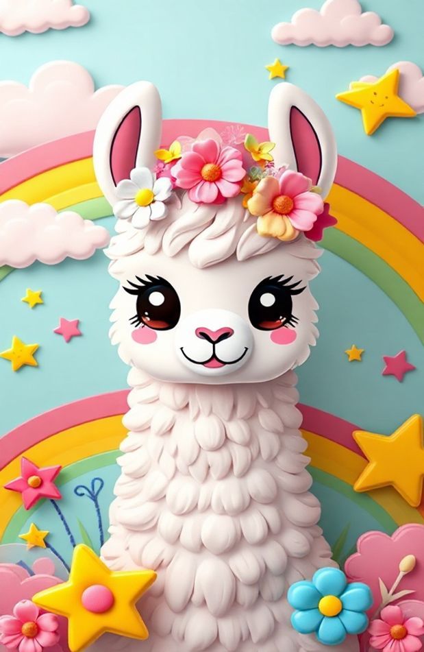 Kawaii Llama Wallpaper