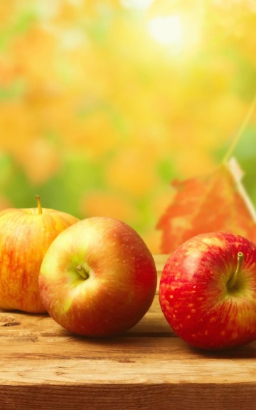 Autumn Apples Wood Table Android Wallpaper free download