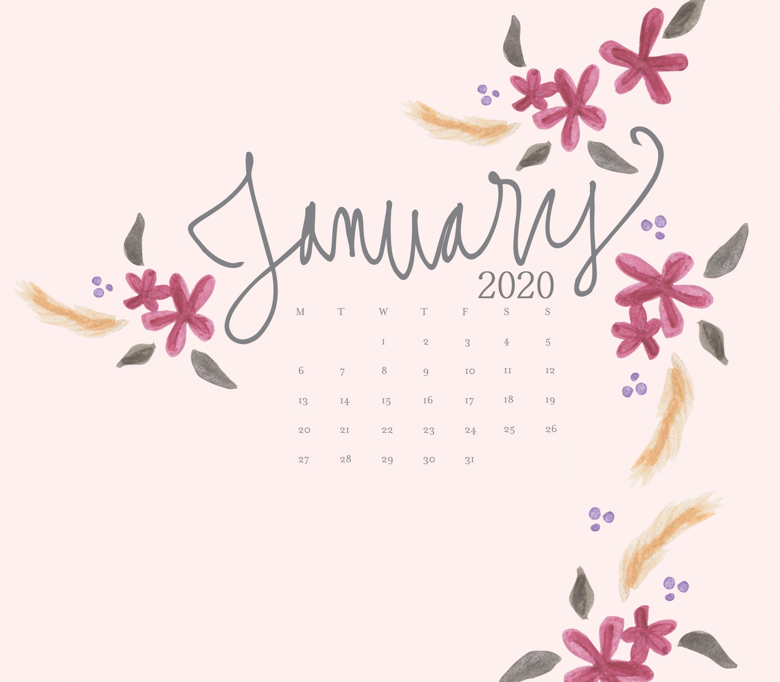 January 2020 Desktop Calendar Wallpaper Max Calendars 2560x2238