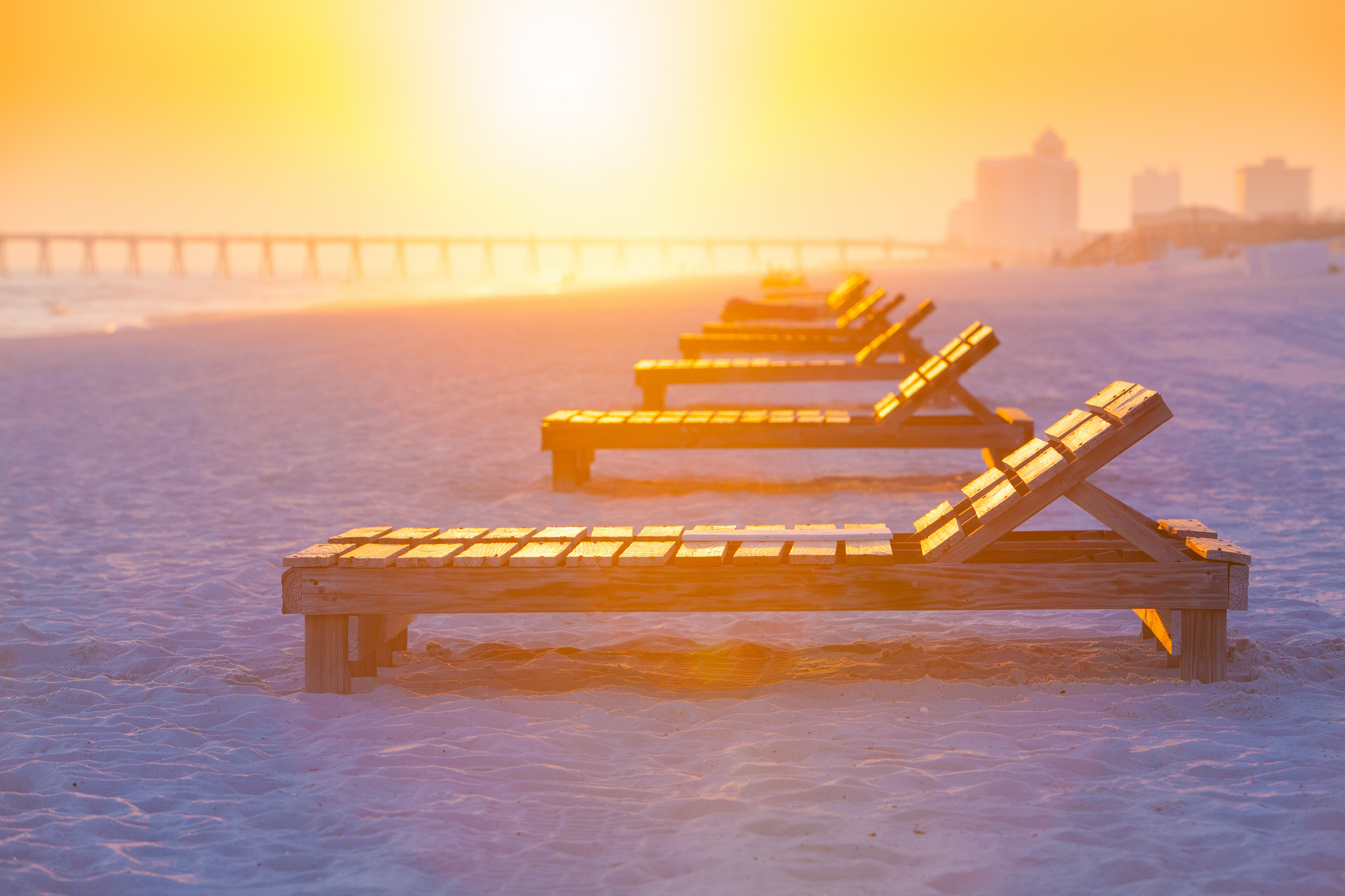 Summer Beach Pensacola Florida Sun Beds Sunlight Wallpaper