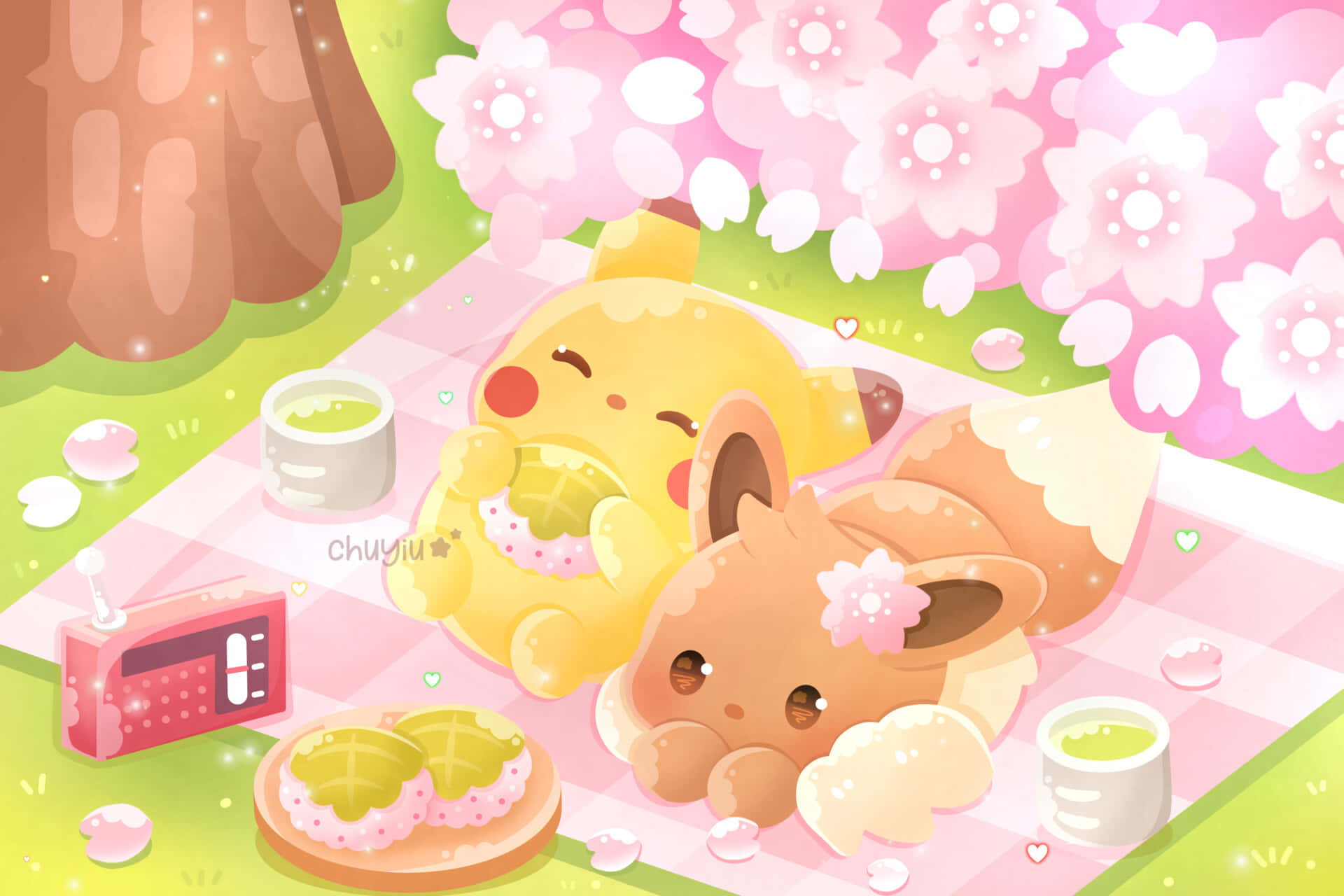 Cute Pikachu And Eevee Wallpaper