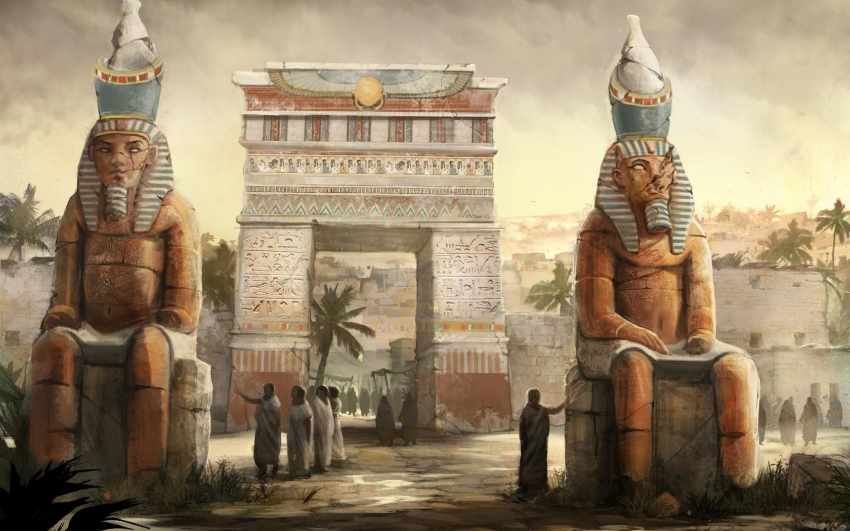 Egypt Statue Architecture Artwork Fantasy Art Wallpaper