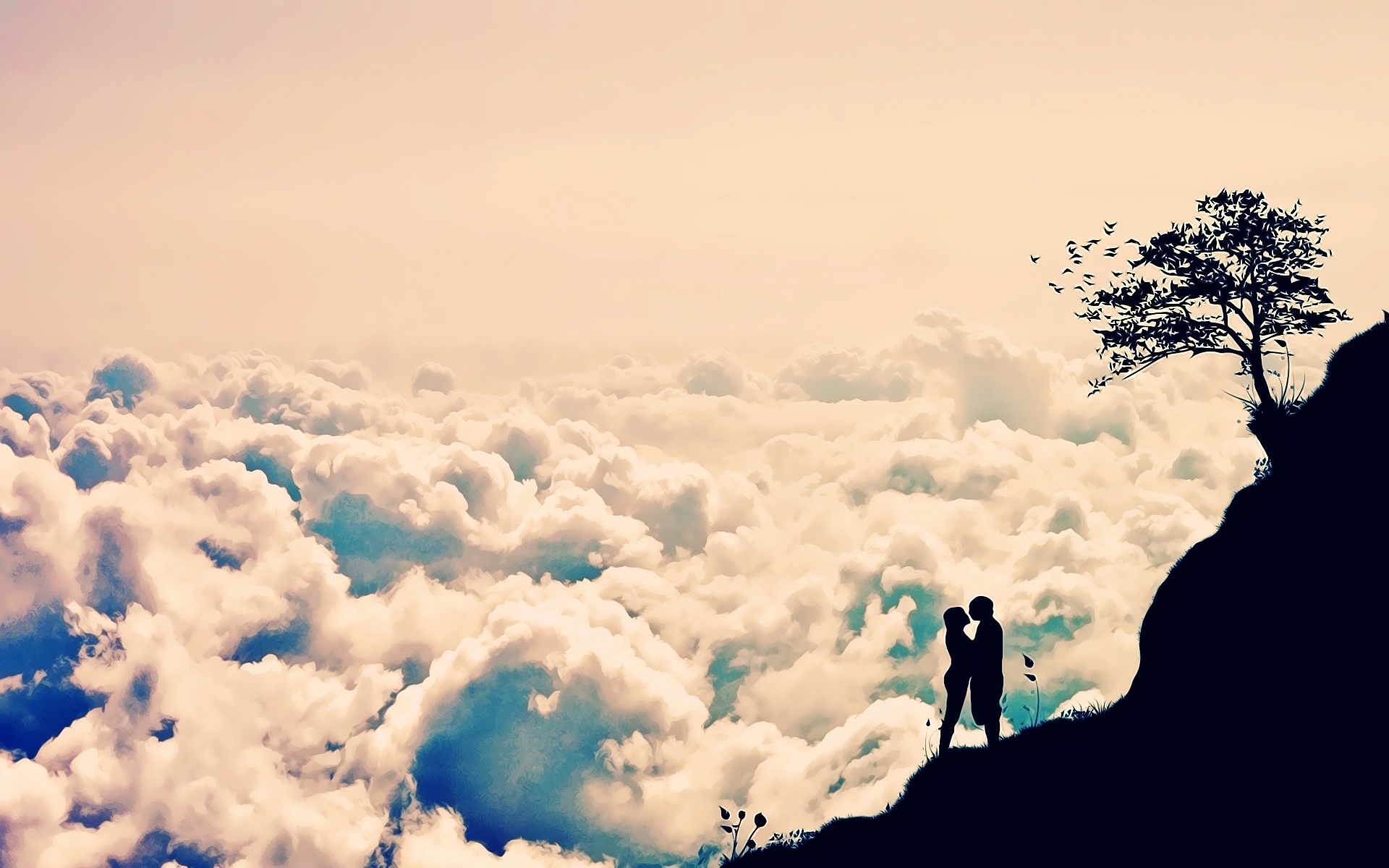 Cool HD Amp 3d Wallpaper Romantic Love Clouds Couple