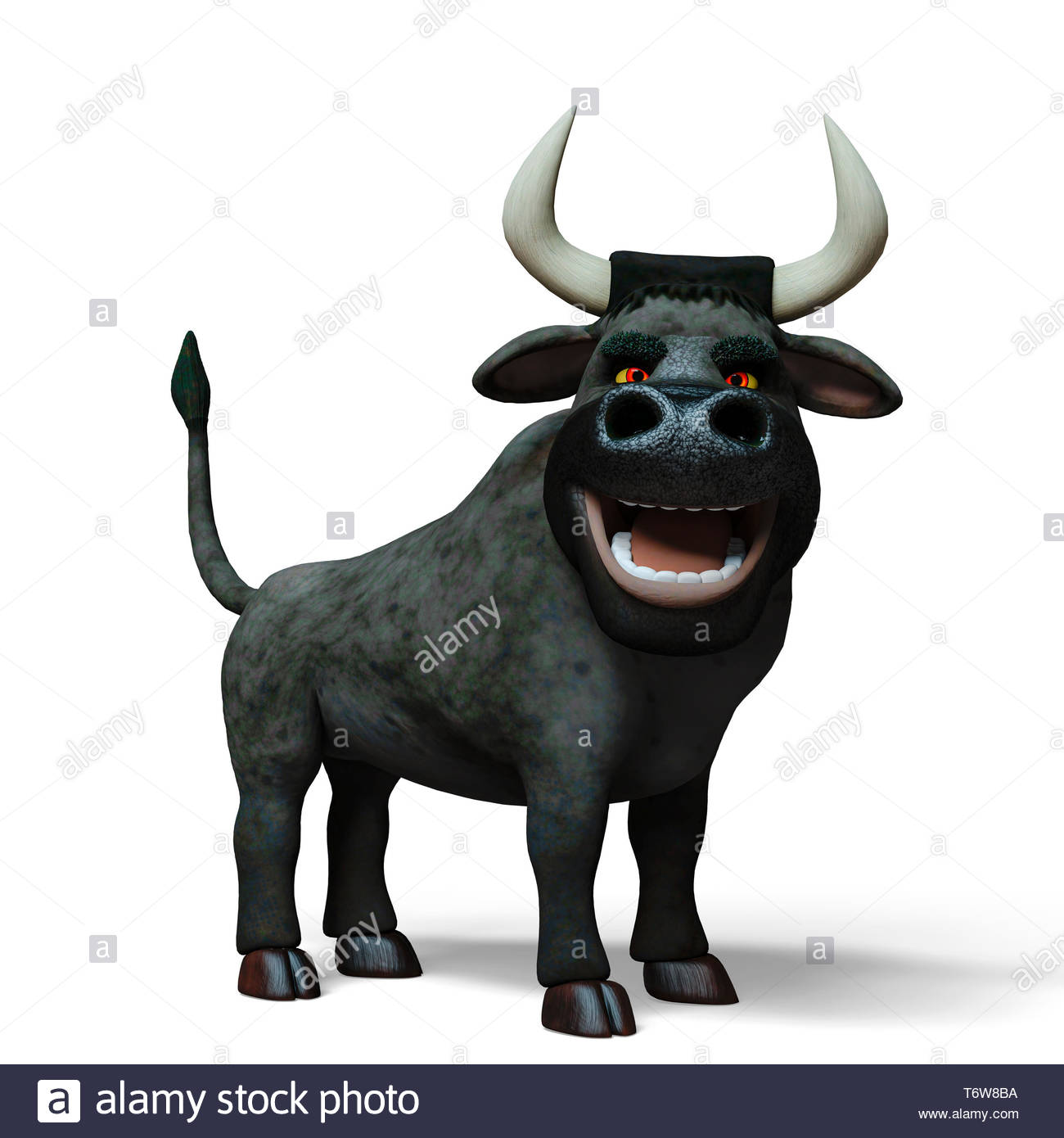 The Black Bull Cartoon In White Background Will Put Some Fun