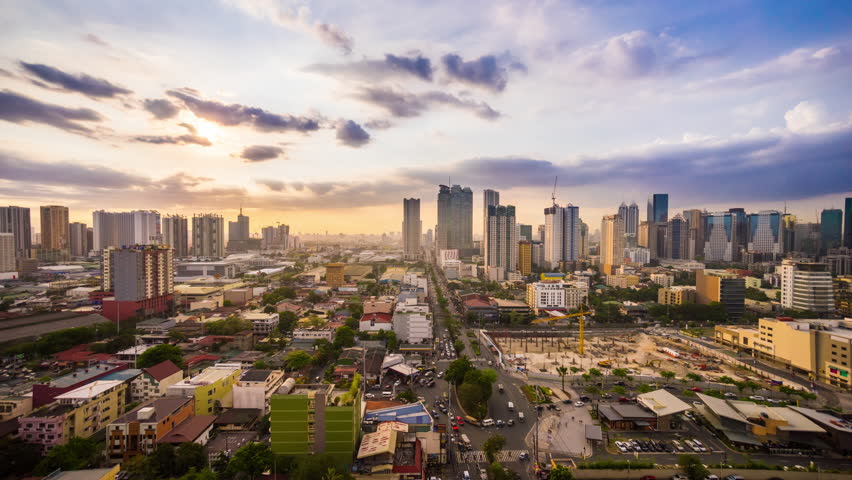 Timelapse Of Sunset Over Metro Manila Transitioning To
