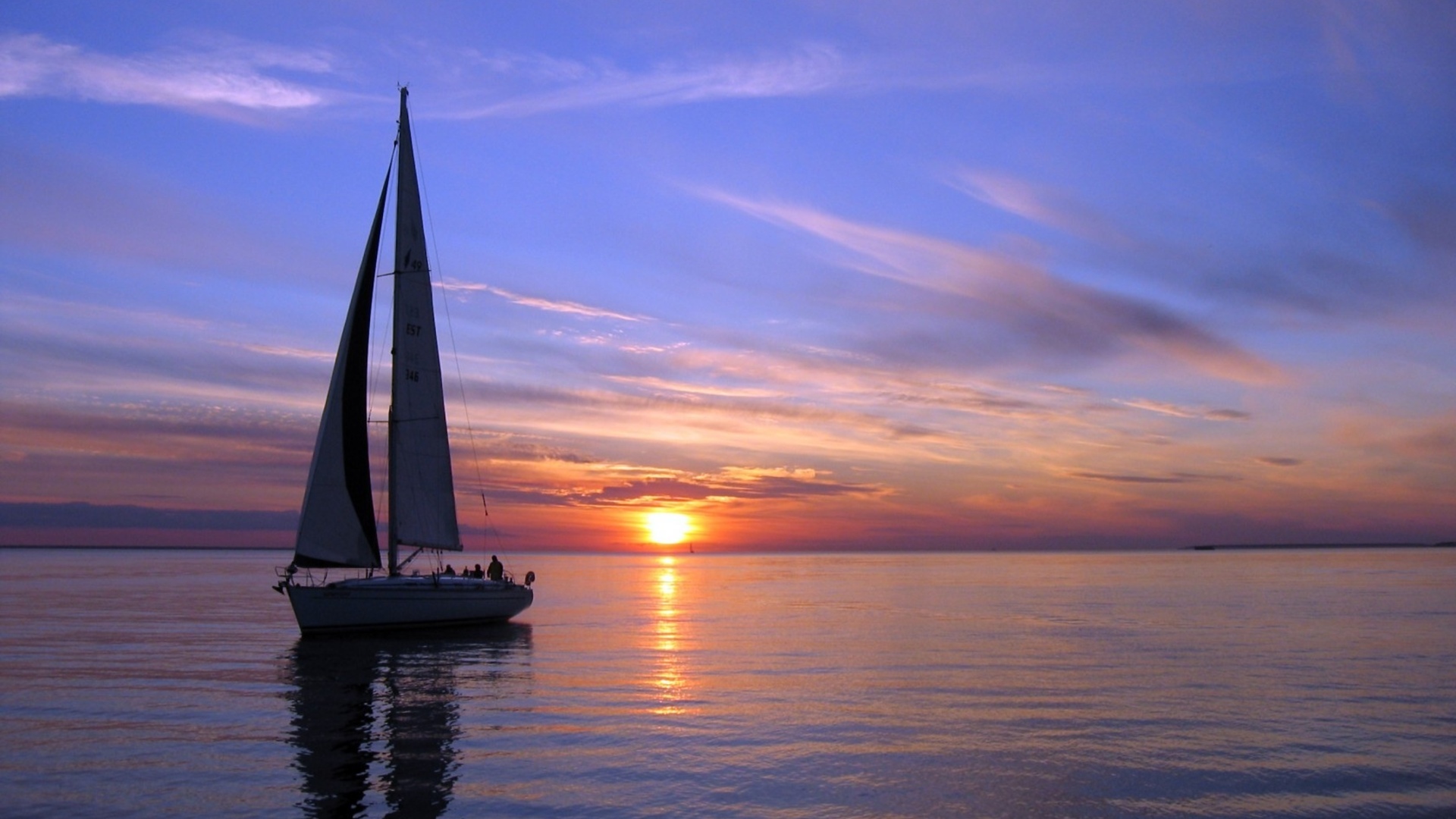 Boats Ship Sailing Ocean Sea Sky Clouds Sunset Sunrise Wallpaper