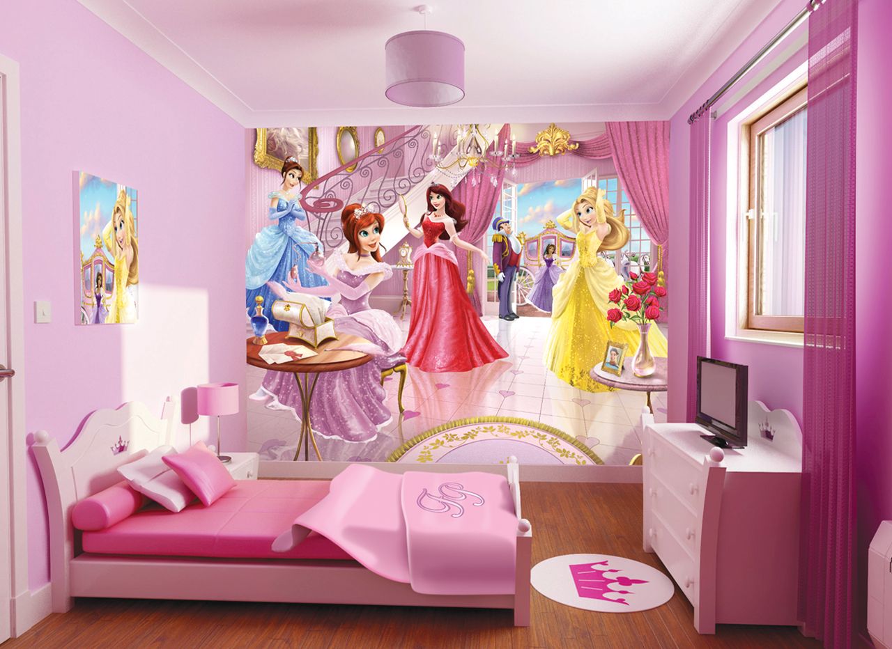 Disney wall mural wallpaper children's bedroom Princesses ballroom PREMIUM brown 