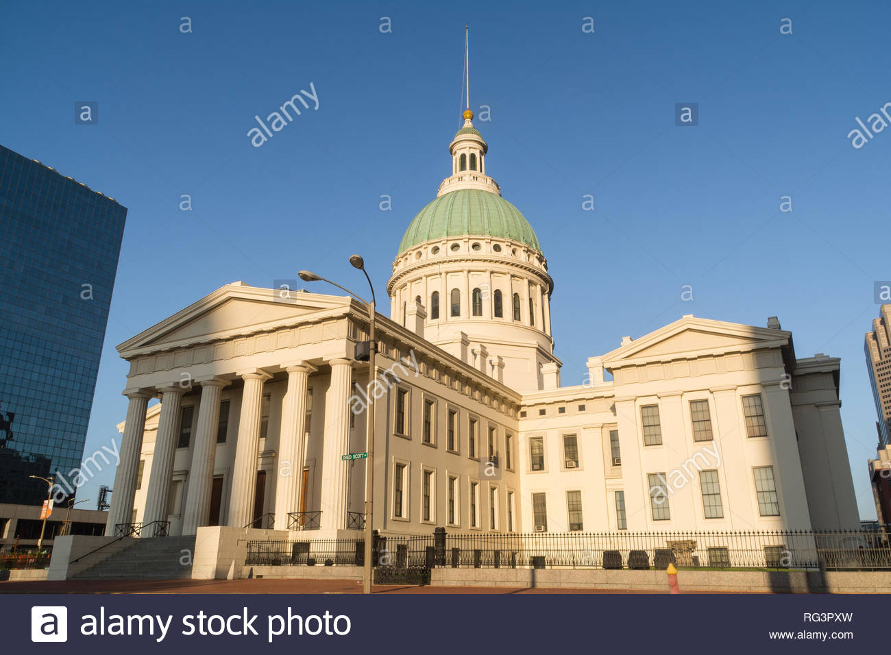 The Historic Old Courthouse With Downtown Skyline In