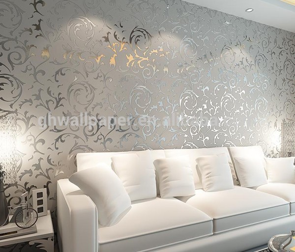 Wall Paper Design Home Decor 3d Wallpaper Silver Metallic