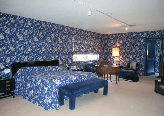 Top Blue Floral Wallpaper Bedroom Walls Bedspread Phoenix Arizona Home