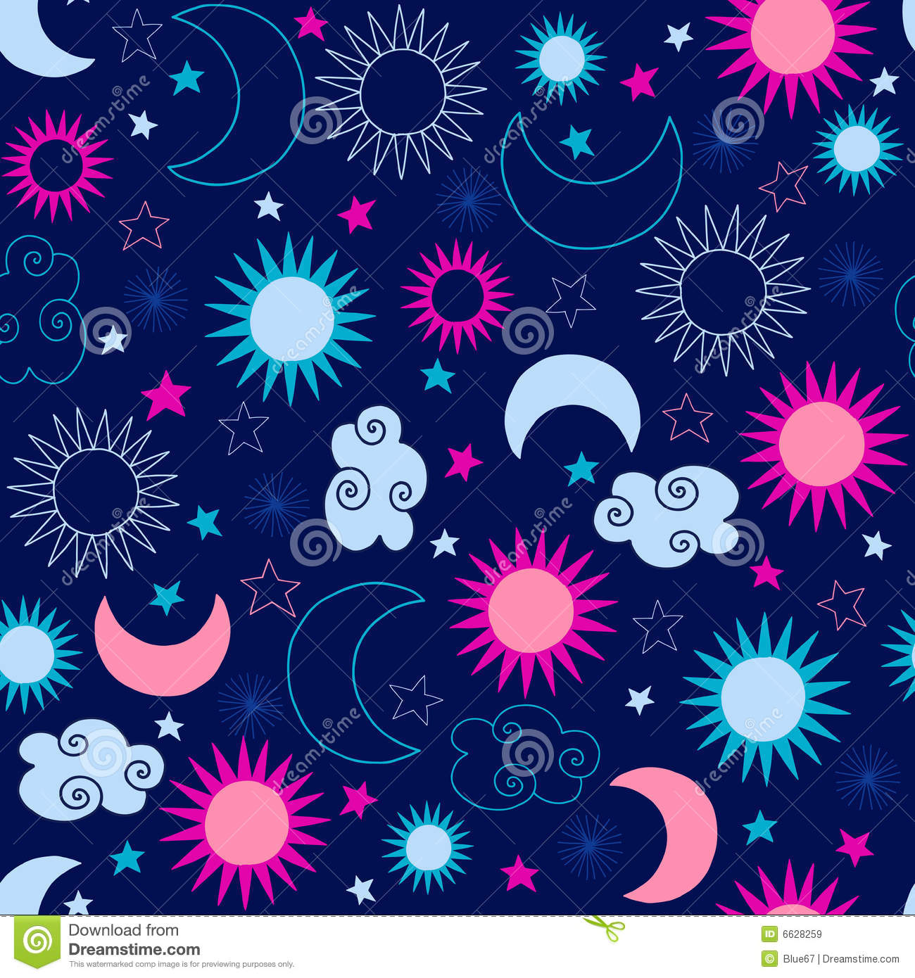 Celestial Sun And Moon Background Stars Pattern