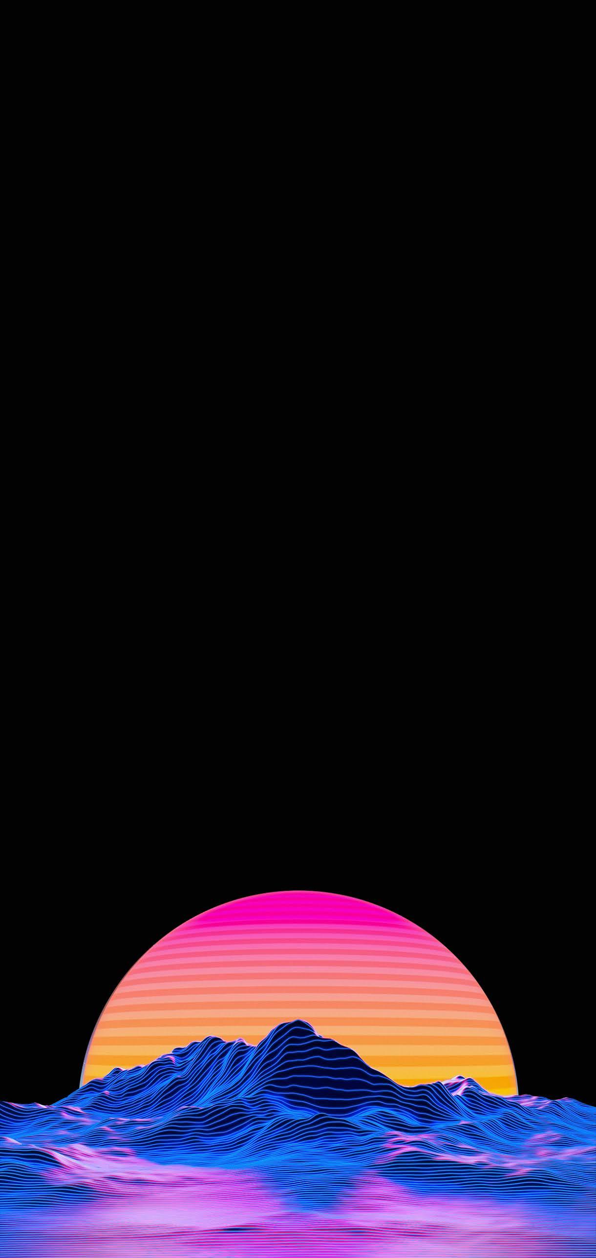 Black Amoled Wallpaper Retro Wave