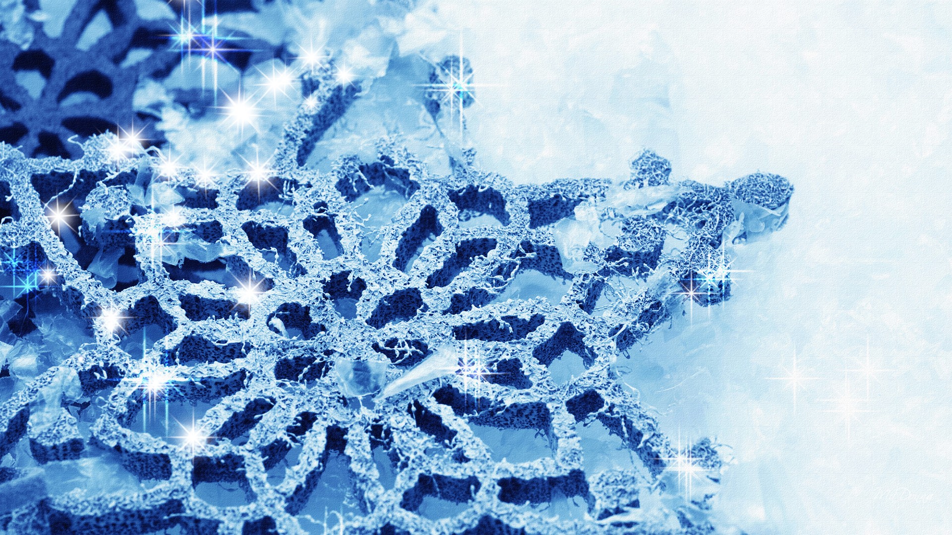 Blue Crystal Snowflake Wallpaper