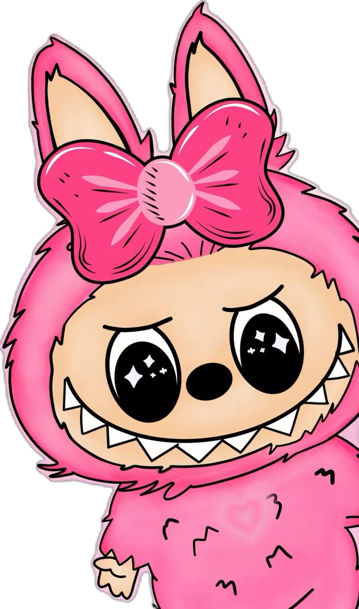 Cute Pink Labubu In Wallpaper