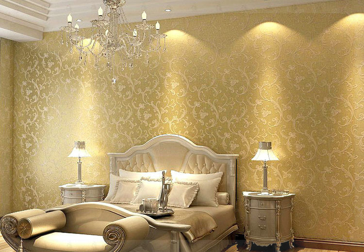 Wallpaper Metallic Gold Classic Wall Paper Background Covering