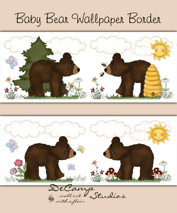 Free download Woodland Bear Wallpaper Border Wall Decals Baby Forest