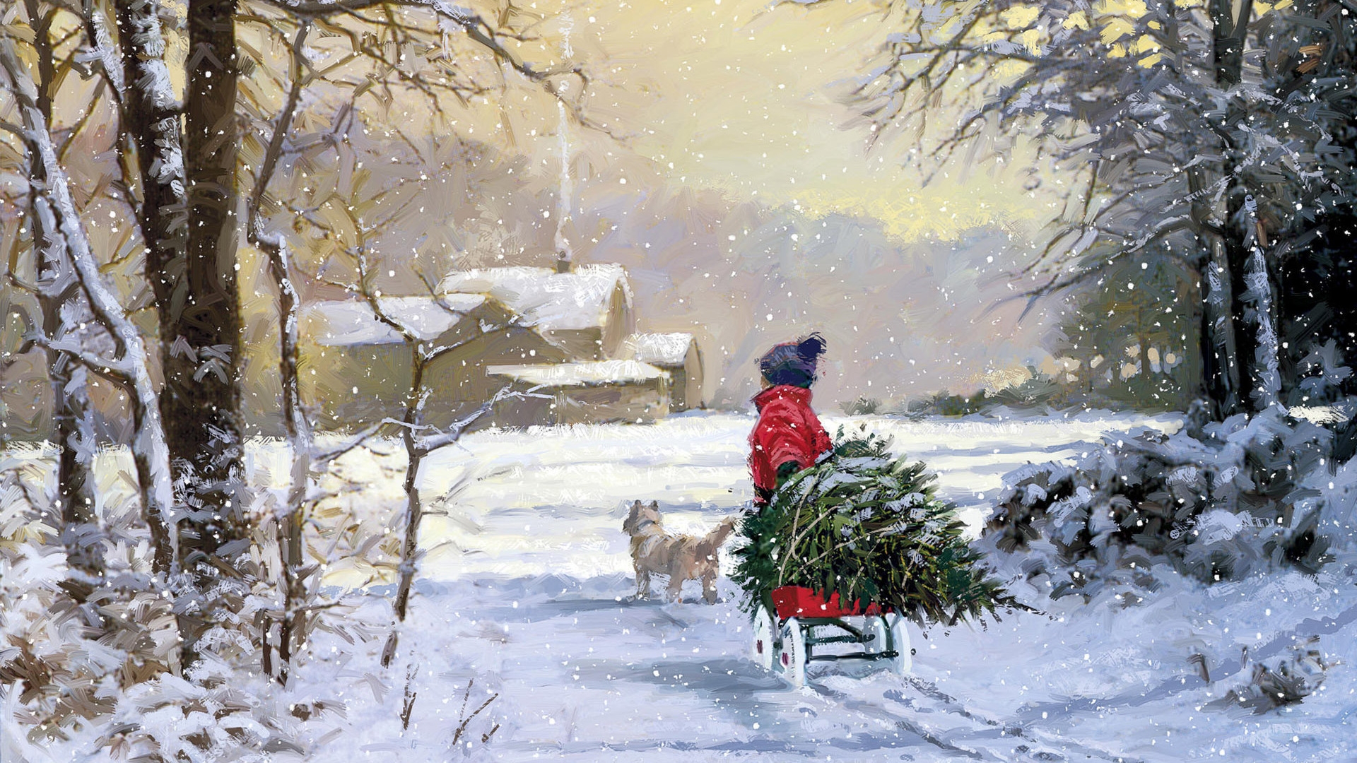 Carrying The Christmas Tree Desktop Pc And Mac Wallpaper