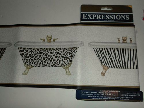 Expressions Decorative Wallpaper Border Claw Foot Bathtubs Prepasted