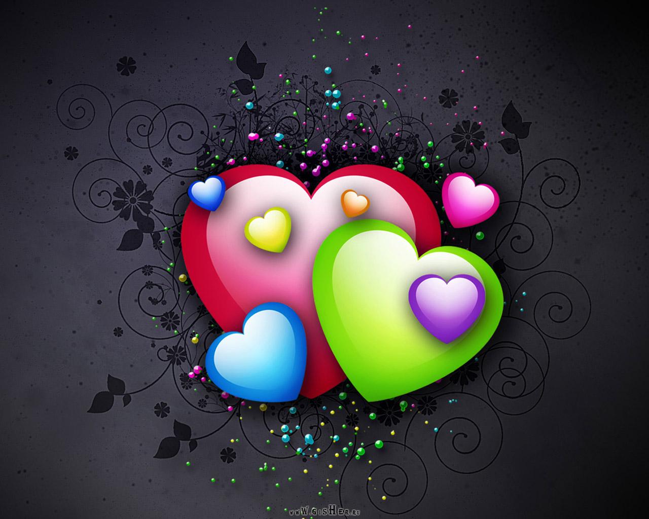 cool hearts colorful 3d wallpapers