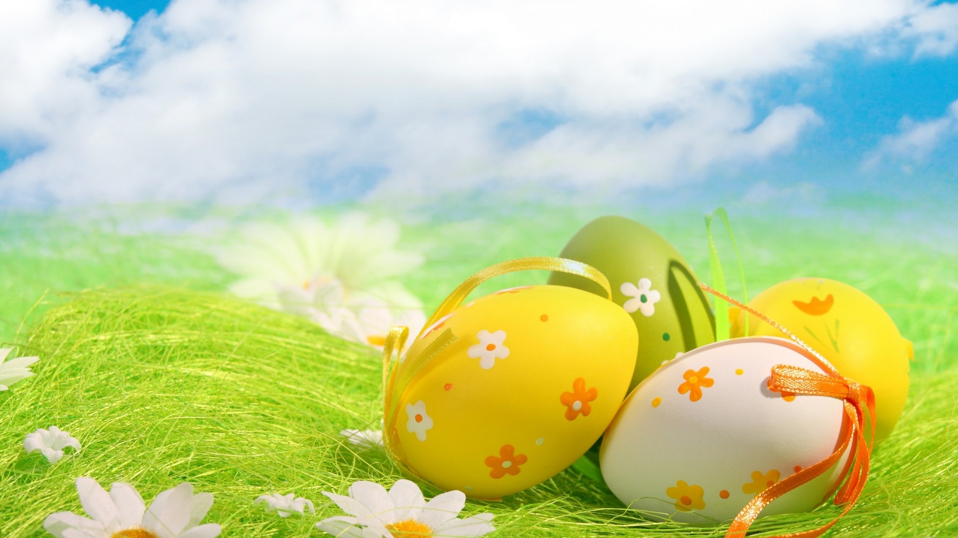Easter Egg Cartoon Background High Definition Wallpaper