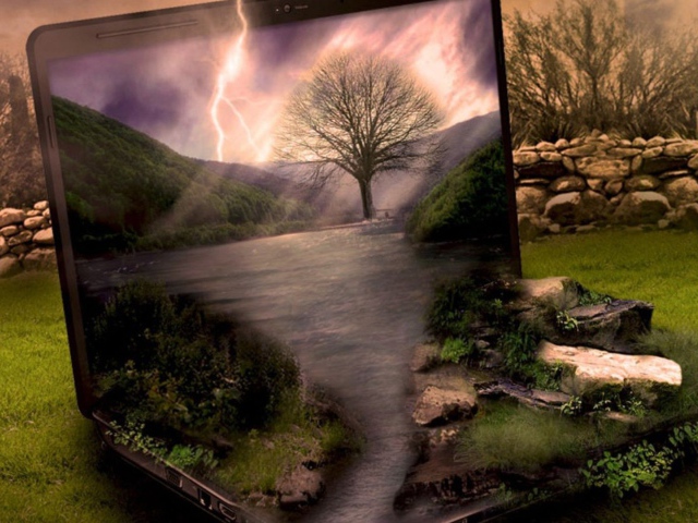 Hp Laptop In Nature Wallpaper And Image Pictures