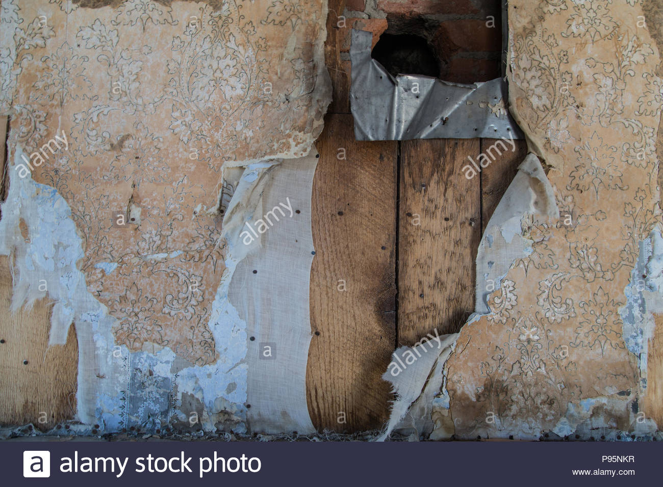 Cracked Wallpaper In An Abandoned Home Bodie California The
