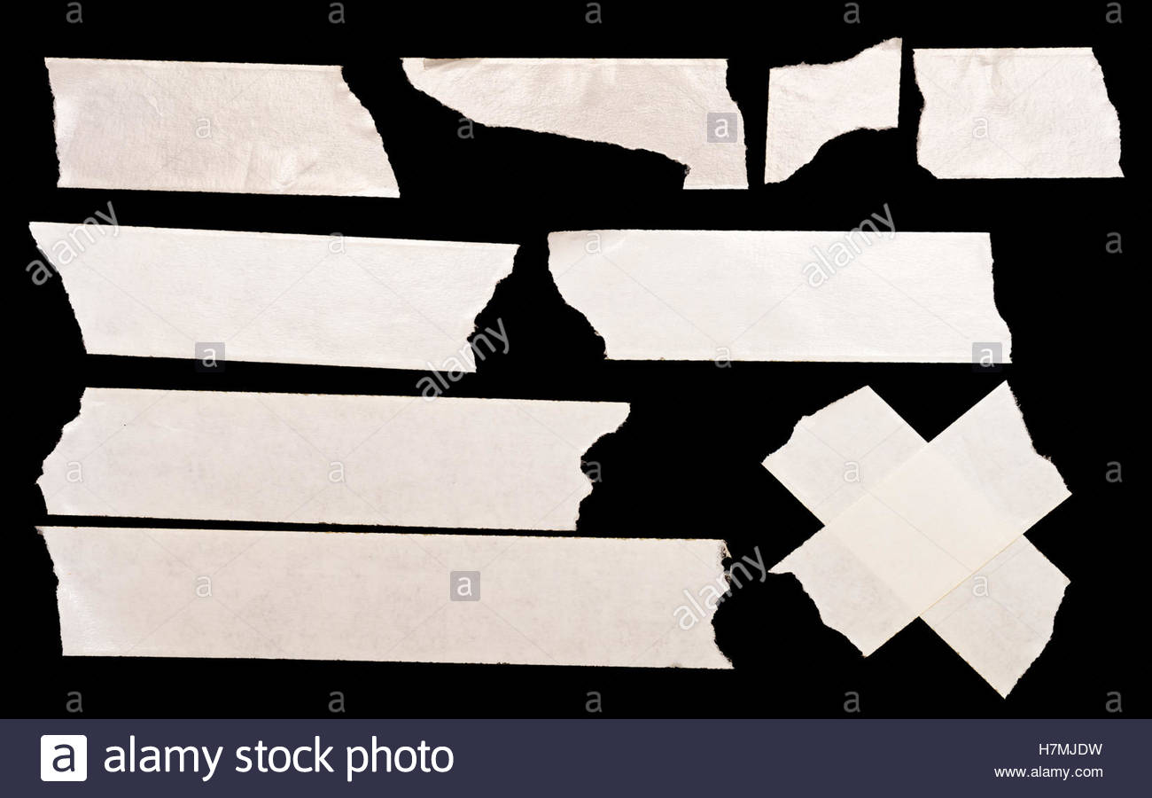 White Masking Tape Isolated On Black Background Stock Photo
