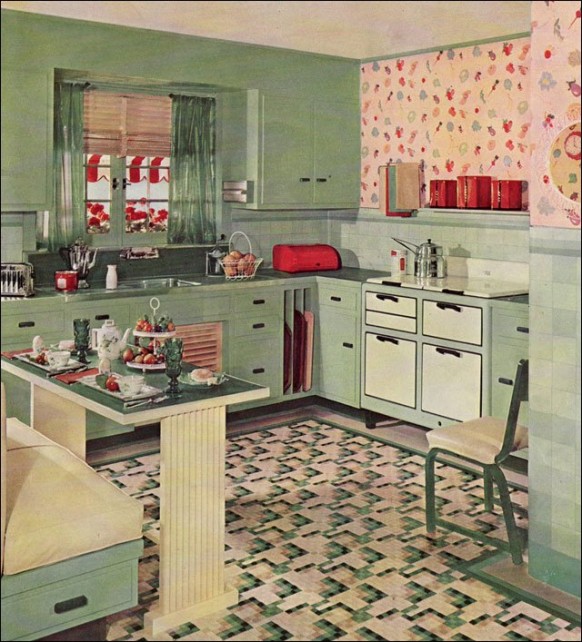 Kitchen Retro Wallpaper Design Photos