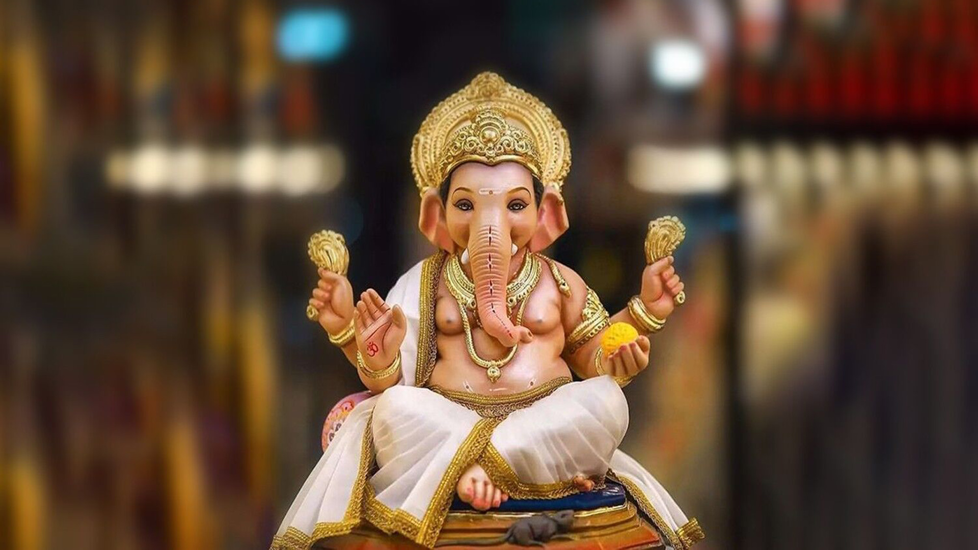 Lord Ganesh Blur Bokeh HD Chaturthi Wallpaper