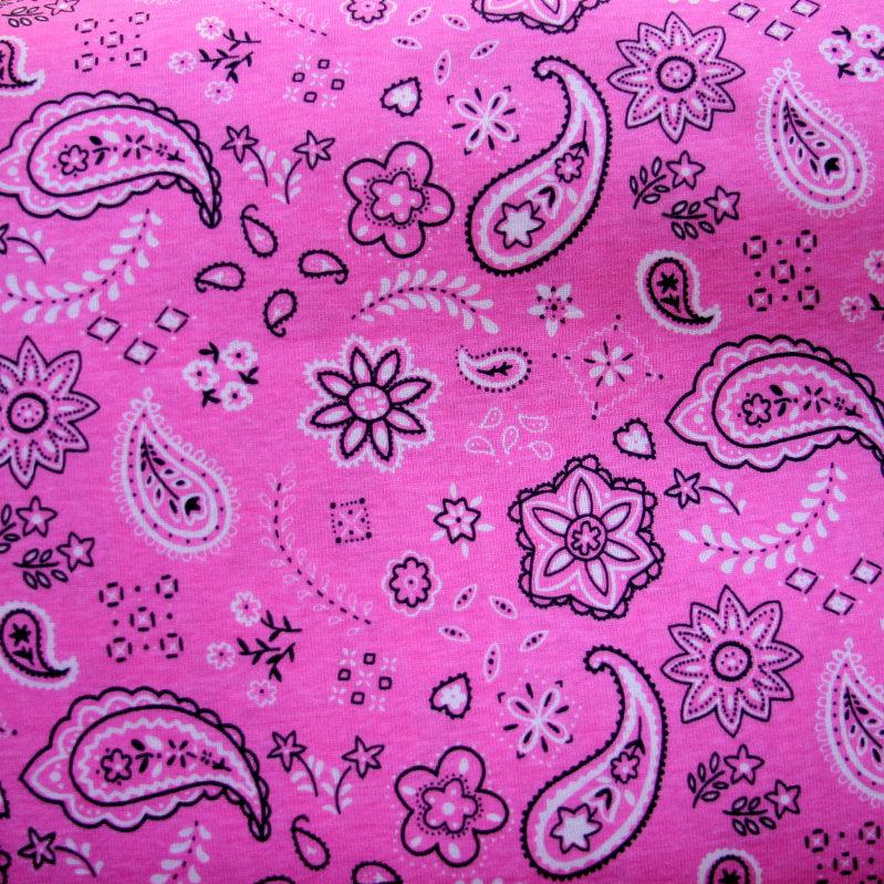 Pink Bandana Paisley Cotton Knit Fabric The Fairy