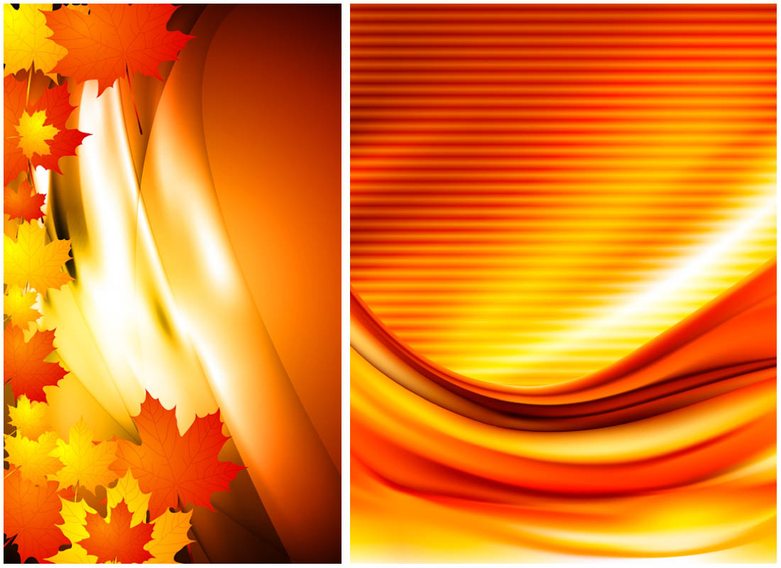 Set Of Vector Abstract Fall Background With Golden Colors And