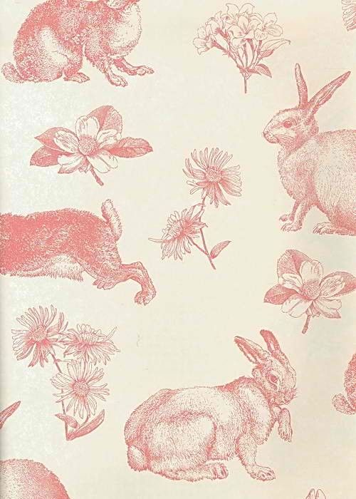 Interior Place White Pink At4260 Bunny Toile Wallpaper