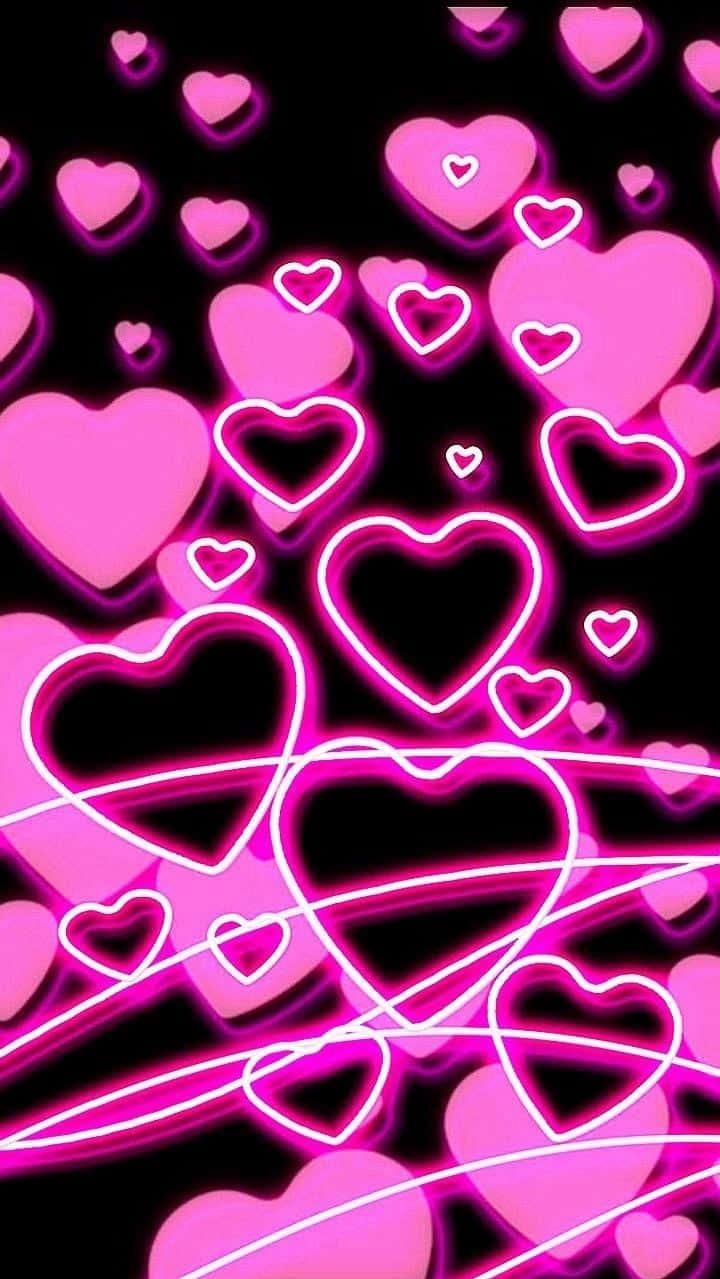 Black And Pink Hearts iPhone Wallpaper