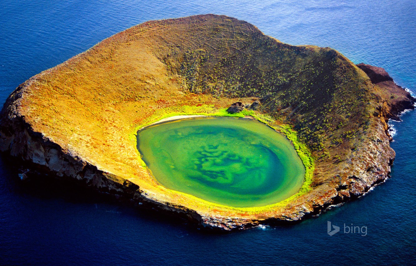Wallpaper Sea The Volcano Crater Ecuador Galapagos Islands