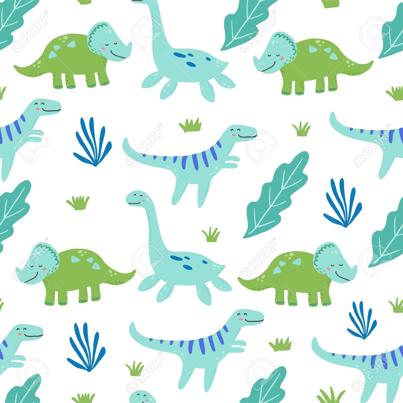 Cute Dinosaur Seamless Pattern For Kids Baby Textile Wallpaper