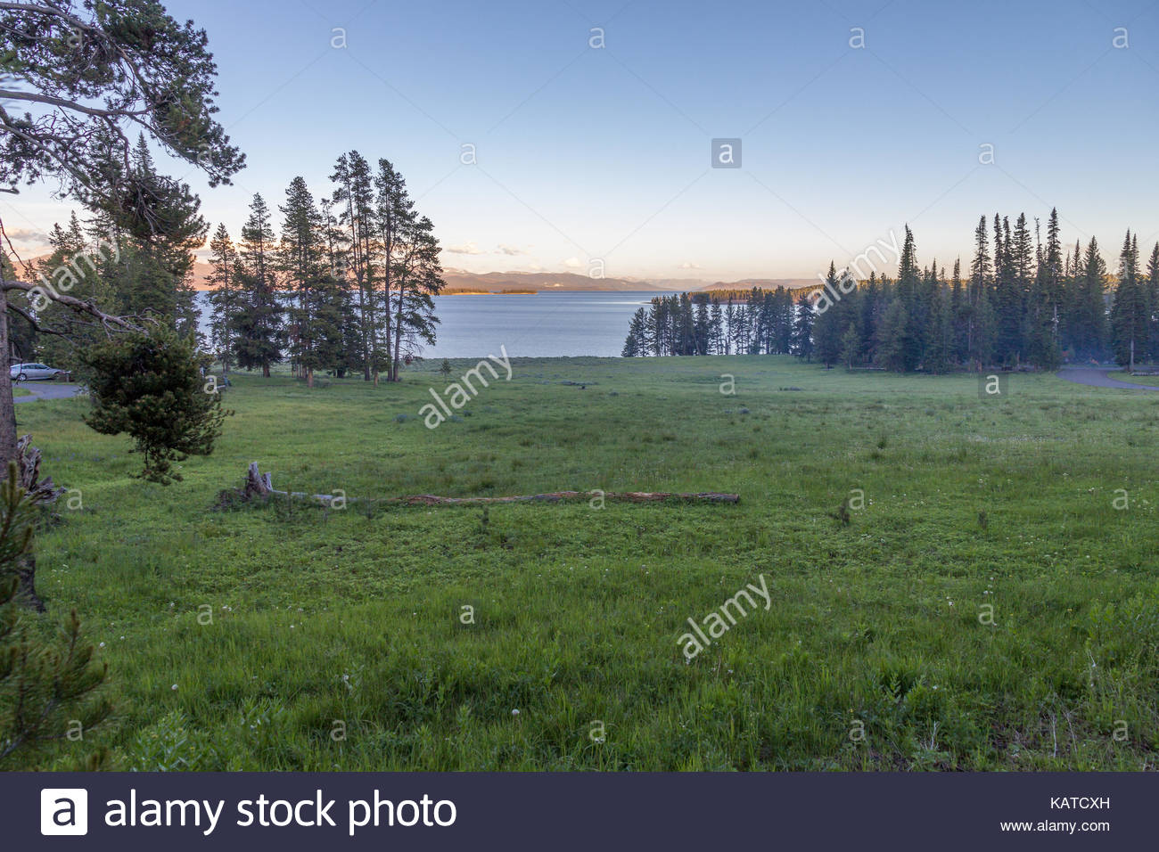 Peaceful Sunset With Yellowstone Lake In The Background