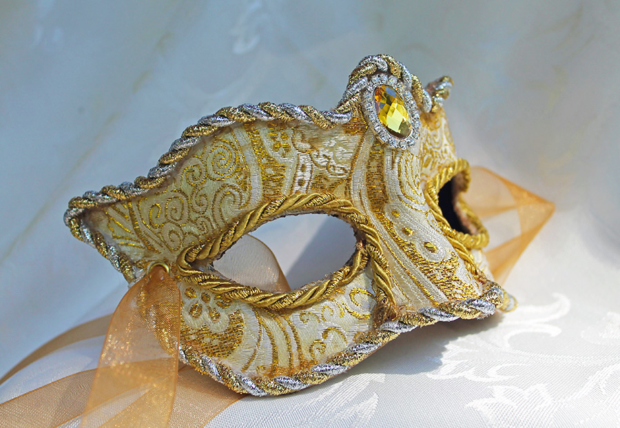 Bright Gold Brocade Mask By Daragallery