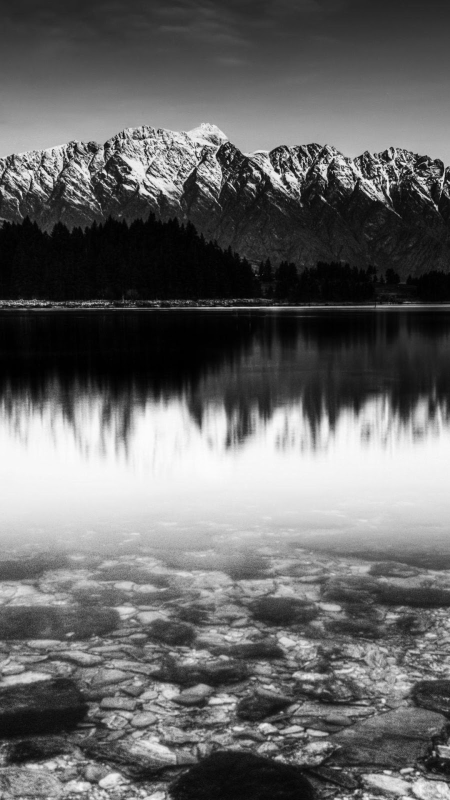 Android Wallpaper Black And White Snow Mountain Lake