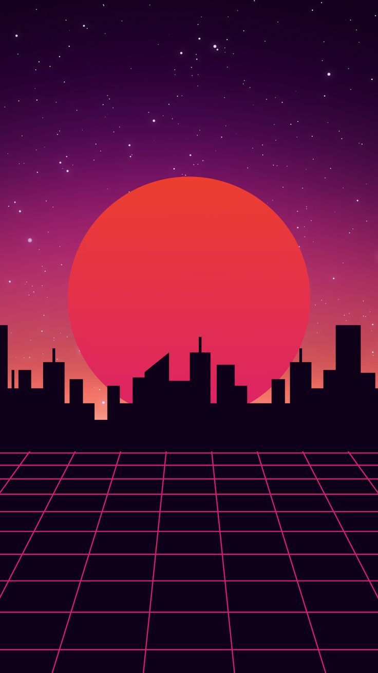 City Map Grid Moon Sun Sunset Red Pink Purple iPhone Phone