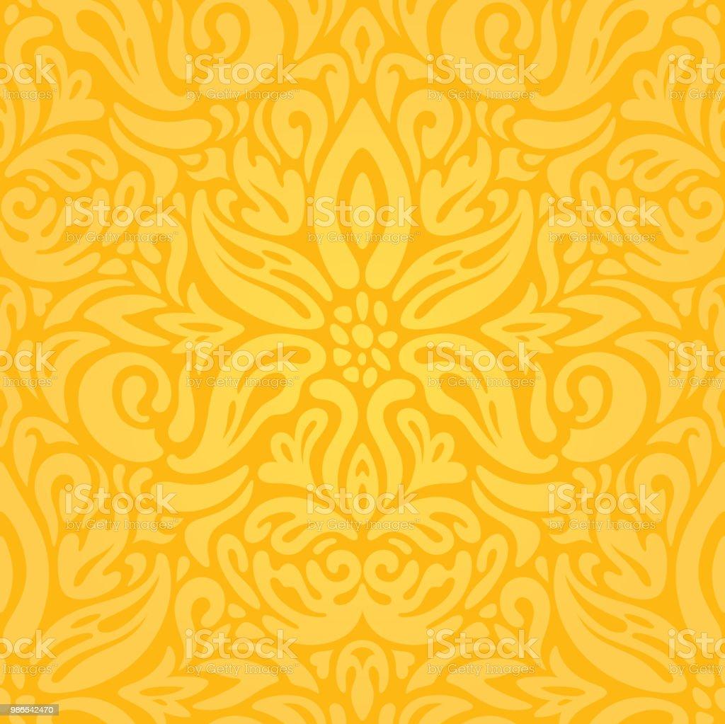 Yellow Colorful Floral Wallpaper Background Pattern Fashion