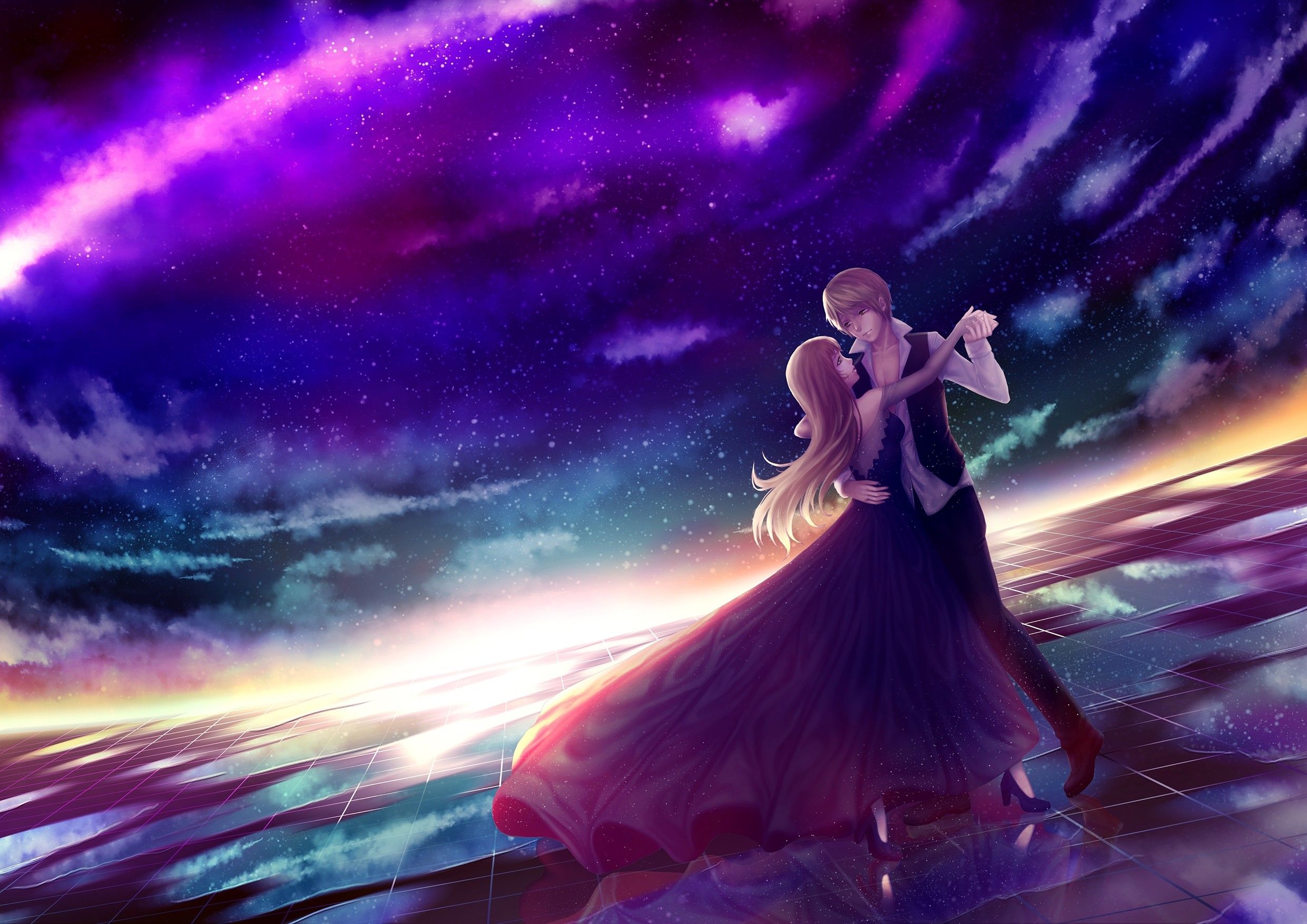 Love Couples In Moonlight Wallpaper On