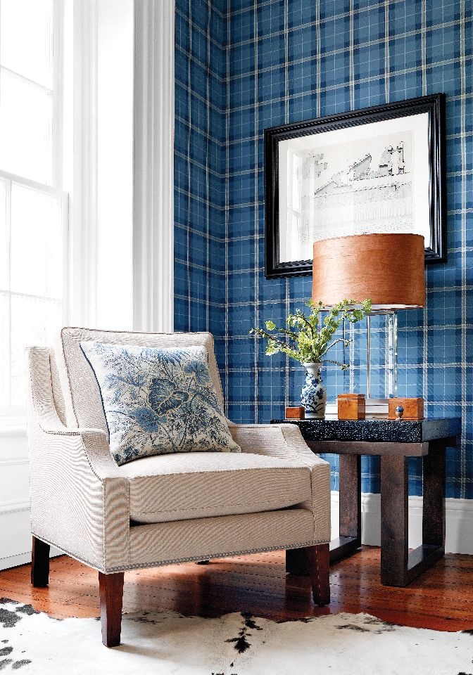 Plaid Blue And Black Corner Love This Menswear Inspired Wallpaper By