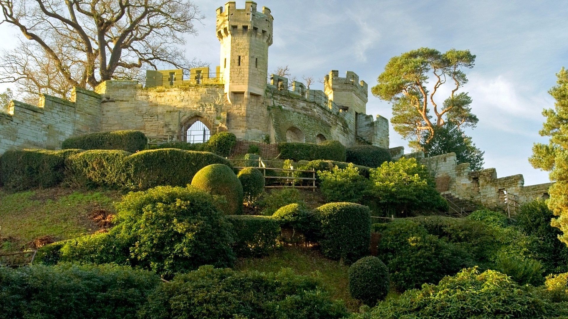 Warwick Castle England Trees Medieval Wide Screen