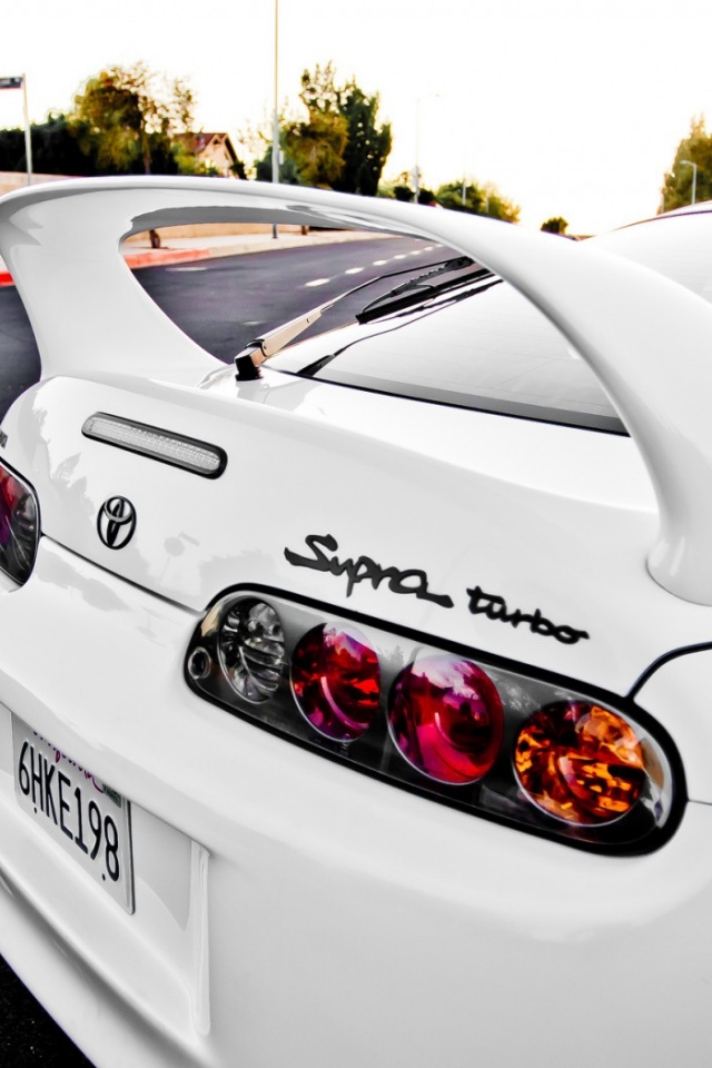 Wallpaper Toyota Supra White Lights Turbo
