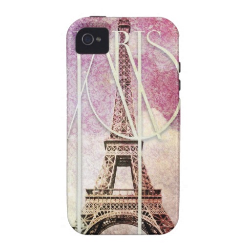 Girly Pink Purple Damask Eiffel Tower Paris iPhone Cover