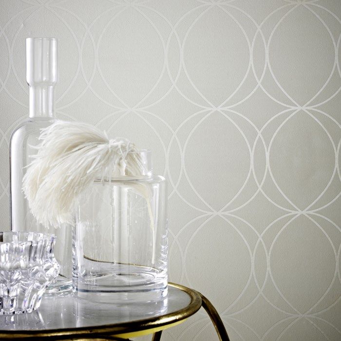 Savoy White Mica Geometric Wall Wallpaper And