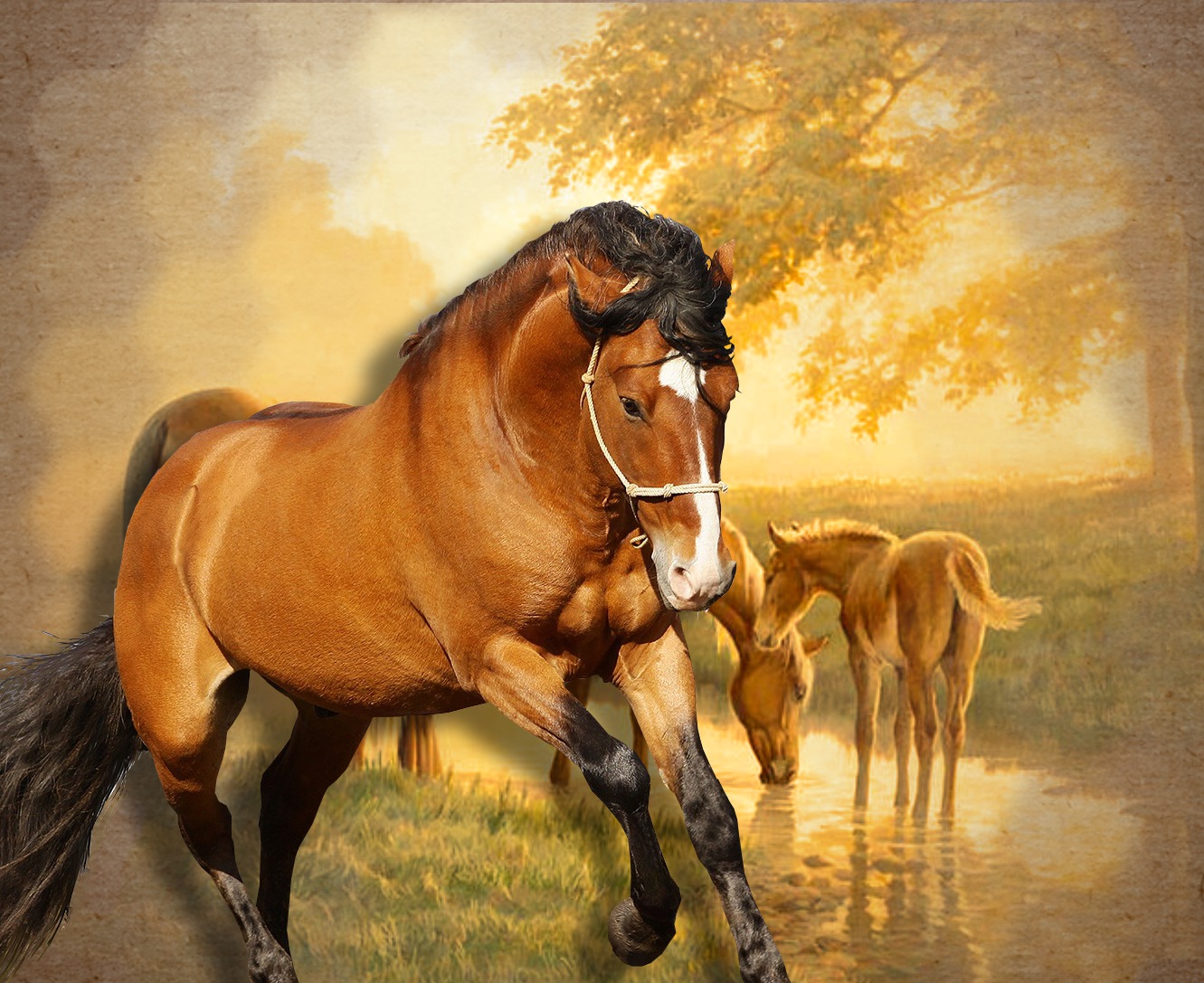 Desktop Wallpaper Animals Horses Wild At Sunrise Car Pictures