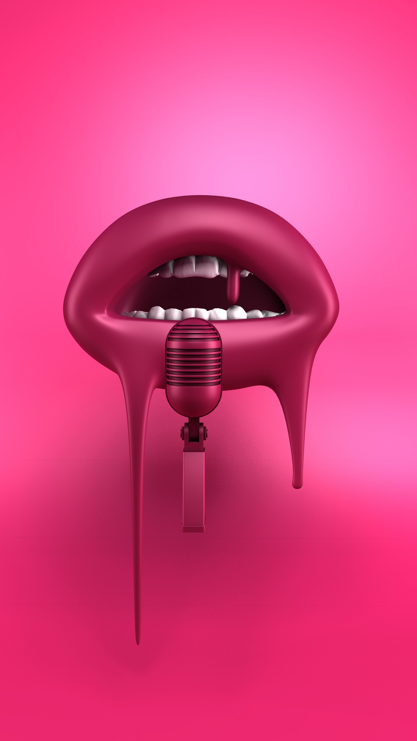 Wallpaper Lips 4k HD Red Microphone Abstract 3d