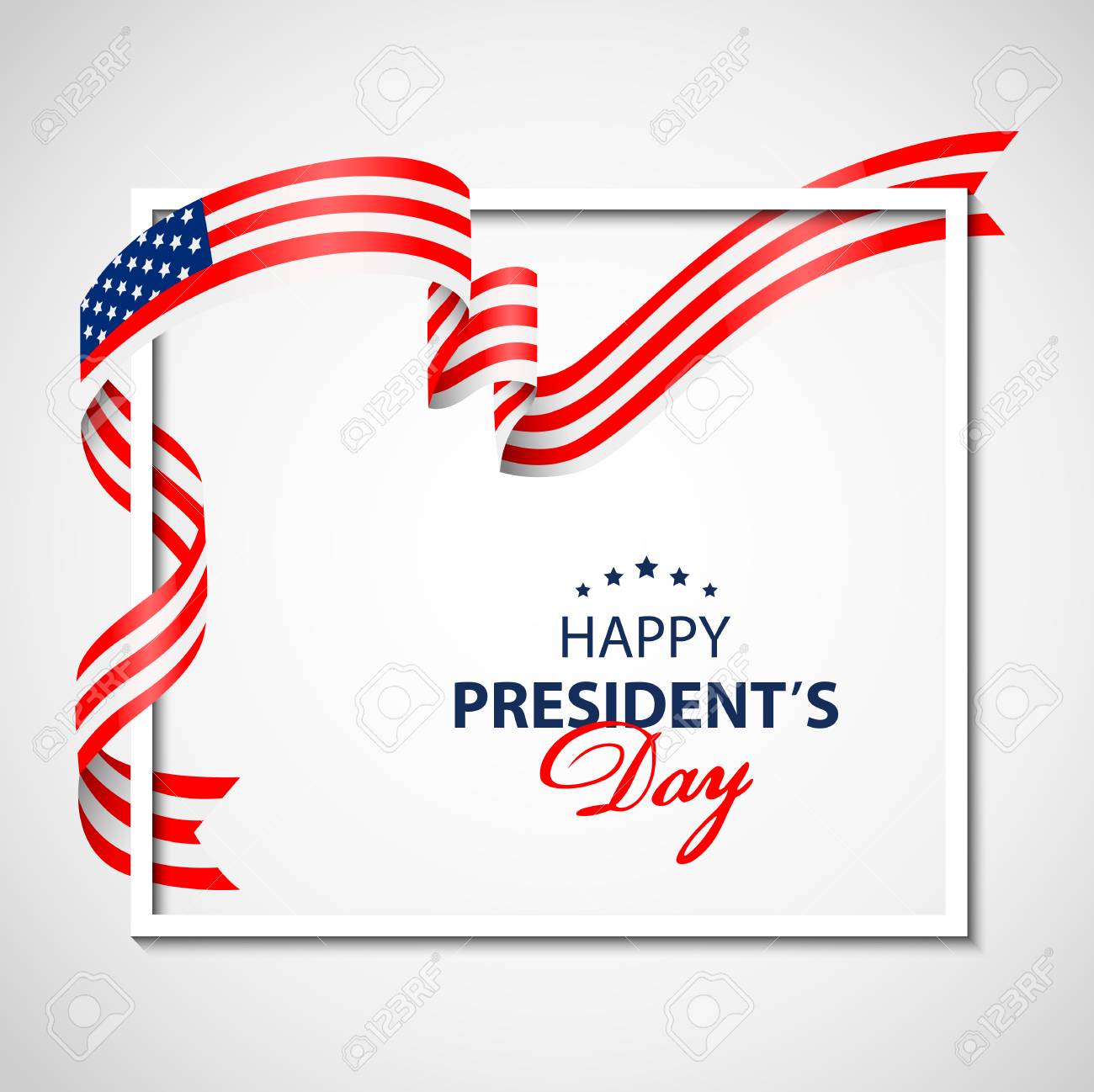 Happy Presidents Day Background With White Frame And Flag Usa